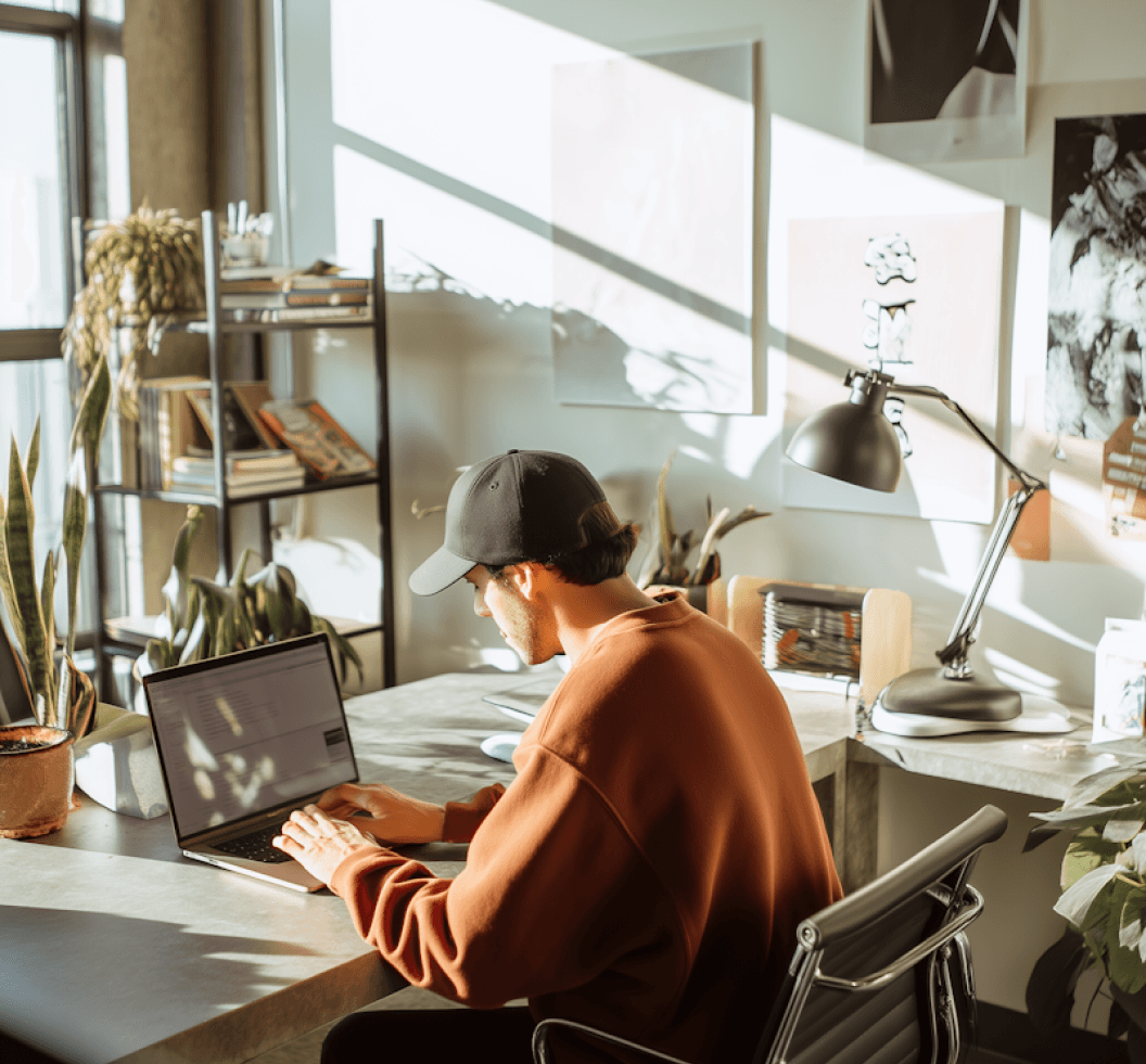 Person working securely on a laptop at a desk